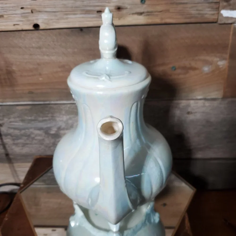 Loma of Arizona 1960's Footed Coffee/Hot Cocoa Pot - Server - Irridescent White